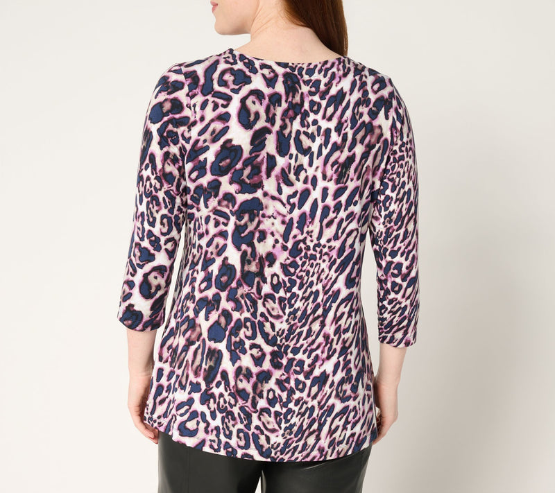 Belle by Kim Gravel Rayon Spandex Animal Instinct V Neck Top — View 6