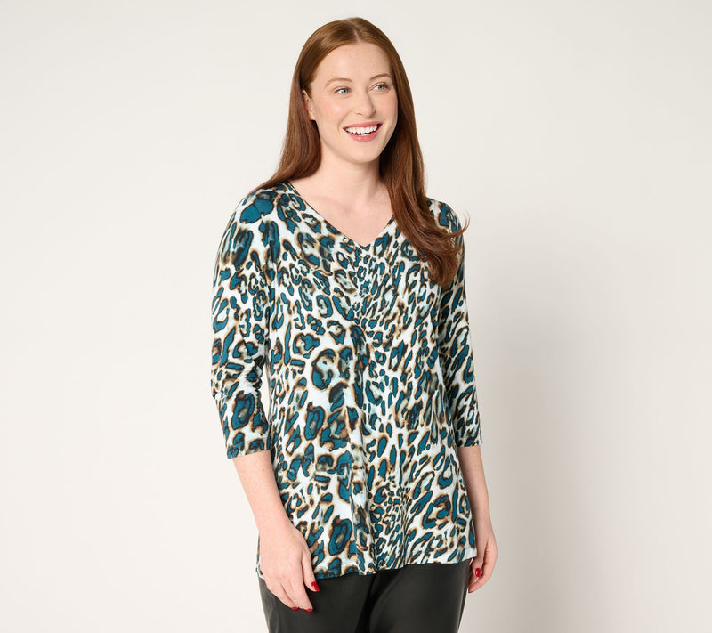 Belle by Kim Gravel Rayon Spandex Animal Instinct V Neck Top — View 17