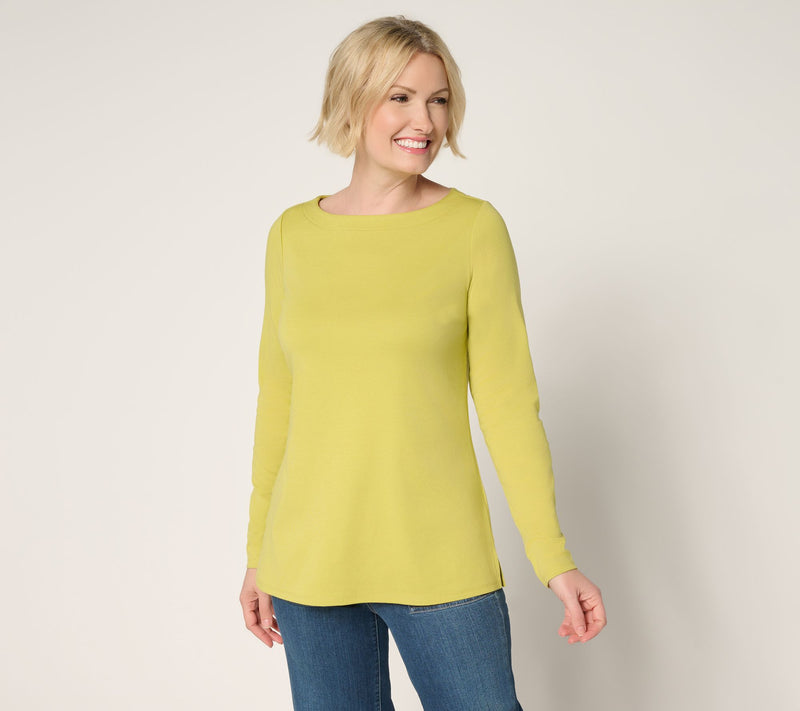 Belle by Kim Gravel TripleLuxe Knit Bateau Long Sleeve Top — Main view
