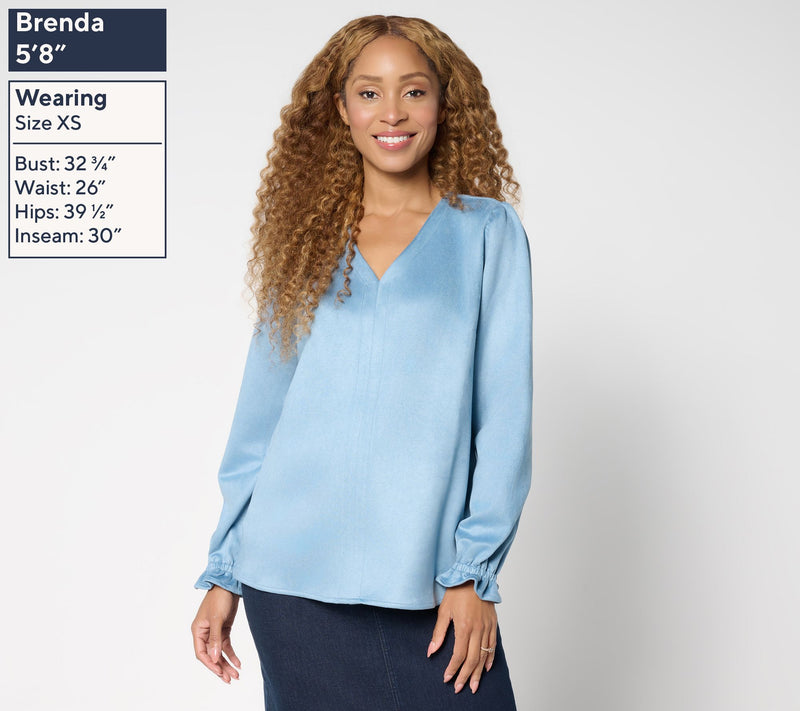 Belle Boho by Kim Gravel PerSuede Me Western Chic V Neck Top — View 3