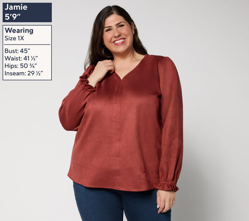 Belle Boho by Kim Gravel PerSuede Me Western Chic V Neck Top — View 2