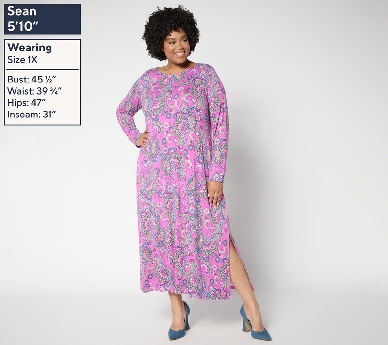 Belle Boho by Kim Gravel Regular Knit Paisley Chic Maxi Dress — View 2
