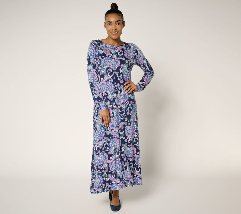 Belle Boho by Kim Gravel Regular Knit Paisley Chic Maxi Dress — View 12