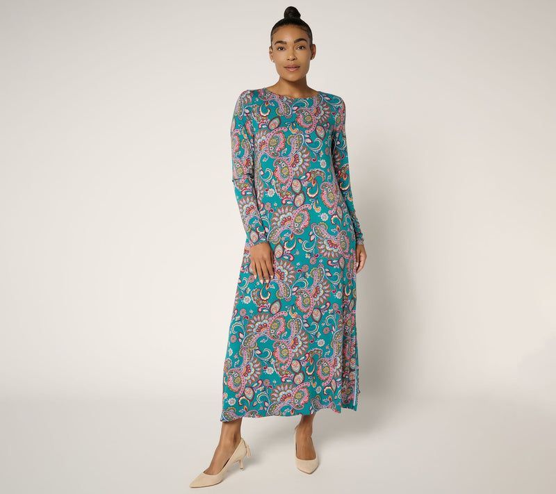 Belle Boho by Kim Gravel Regular Knit Paisley Chic Maxi Dress — View 13