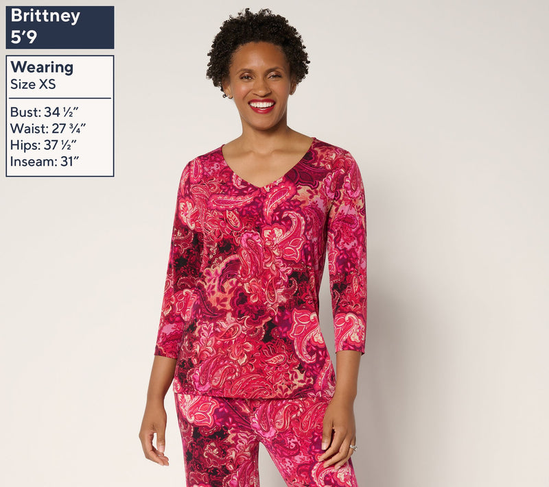Susan Graver Set of 2 Liquid Knit Print & Solid Tops — View 15