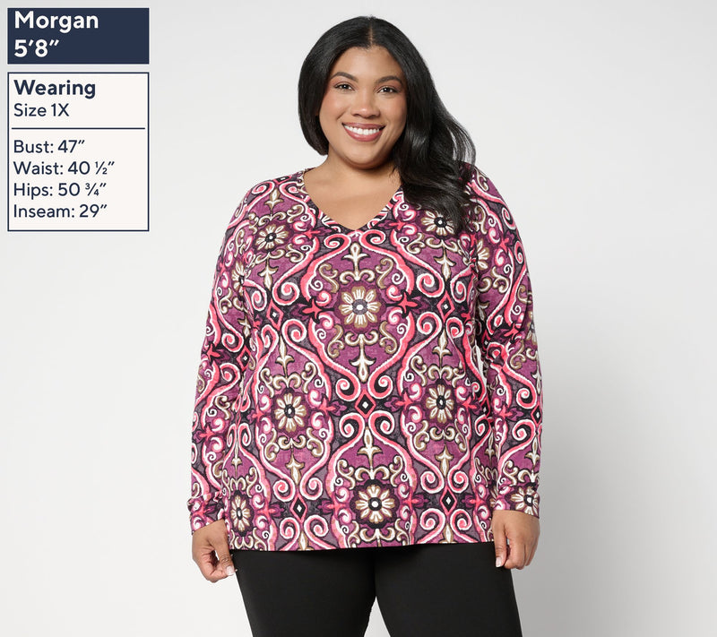 Belle Boho by Kim Gravel Slub Knit Painted Medallion Top — View 2