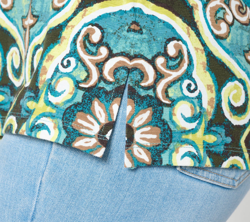 Belle Boho by Kim Gravel Slub Knit Painted Medallion Top — View 6