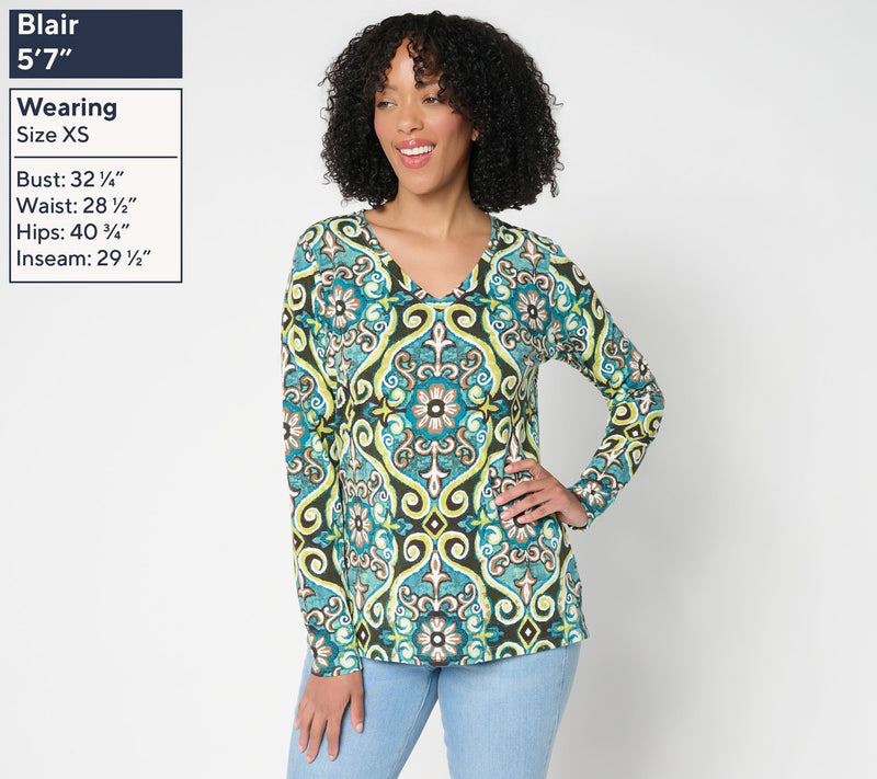 Belle Boho by Kim Gravel Slub Knit Painted Medallion Top — View 3