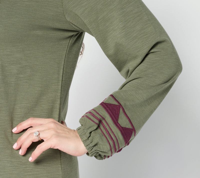 Belle Boho by Kim Gravel Slub Knit Embroidered Peasant Top — View 5