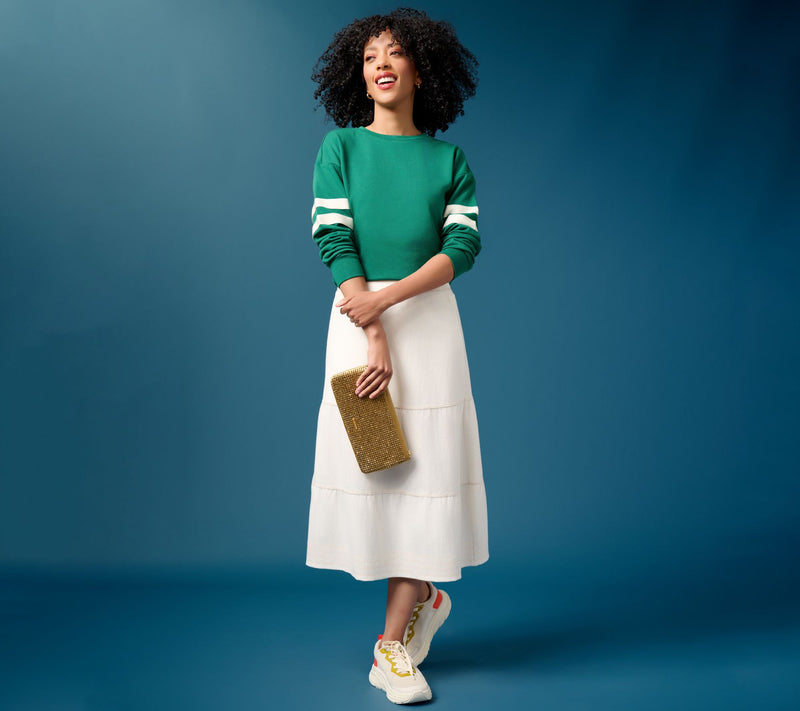 Belle by Kim Gravel Game Day Striped Jersey Sweatshirt — View 9