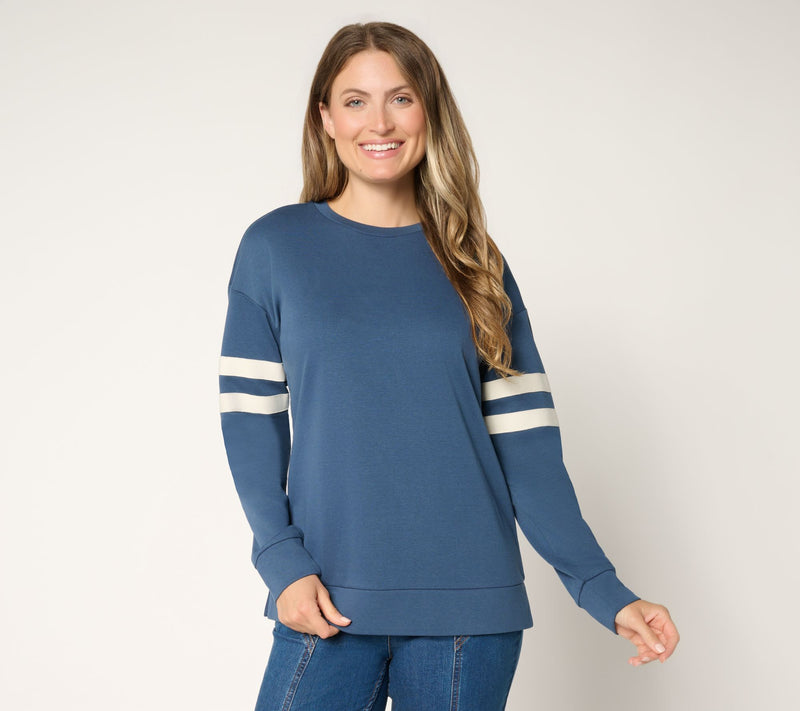 Belle by Kim Gravel Game Day Striped Jersey Sweatshirt — View 3