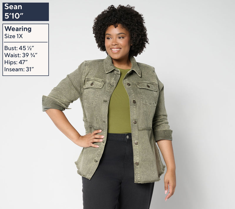 LOGO by Lori Goldstein Regular Desert Wash Denim Jacket — View 14