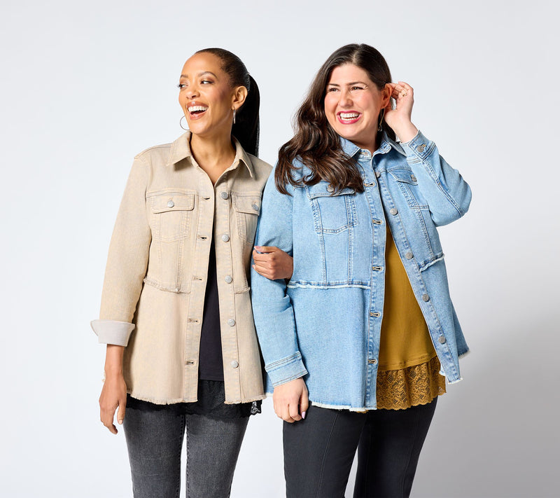 LOGO by Lori Goldstein Regular Desert Wash Denim Jacket — View 20