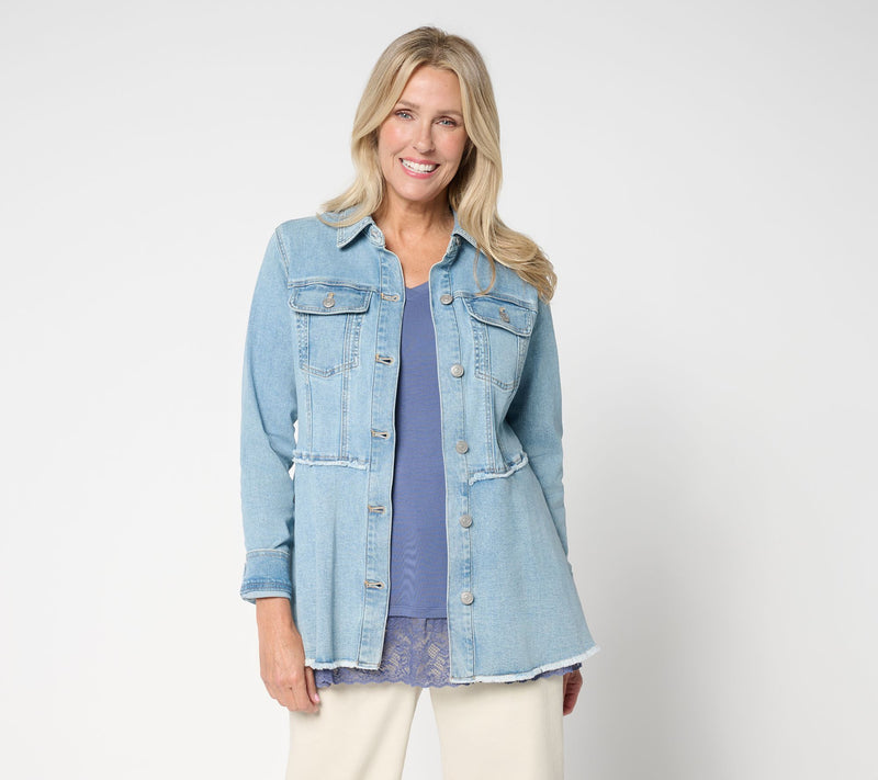 LOGO by Lori Goldstein Regular Desert Wash Denim Jacket — View 5