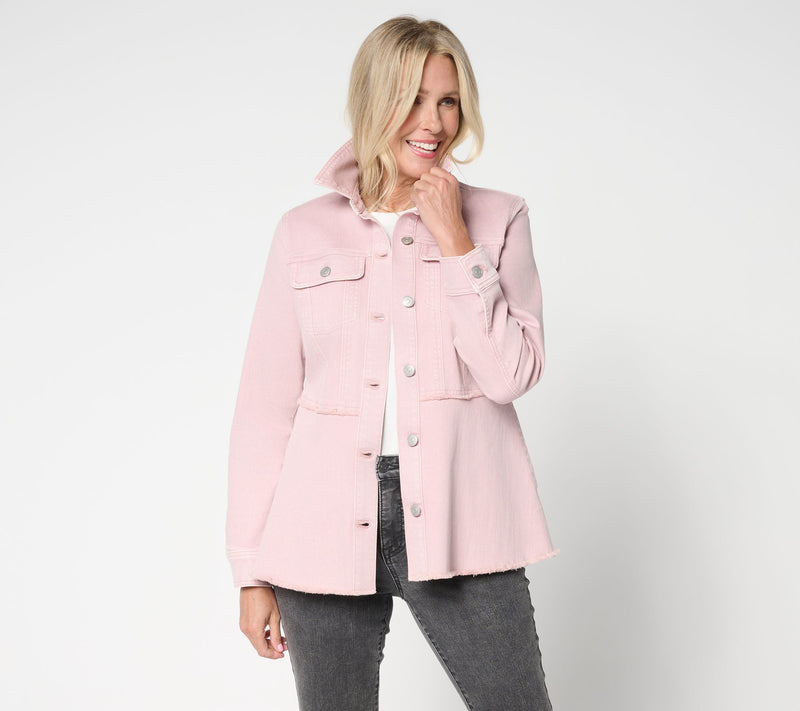 LOGO by Lori Goldstein Regular Desert Wash Denim Jacket — View 13