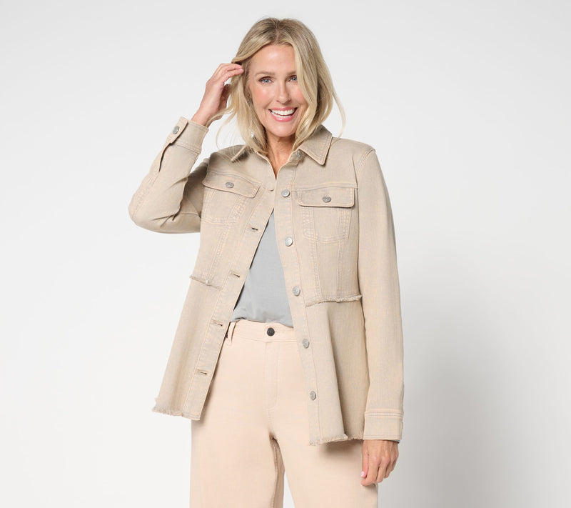 LOGO by Lori Goldstein Regular Desert Wash Denim Jacket — View 9