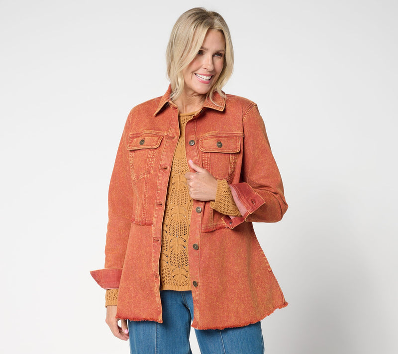 LOGO by Lori Goldstein Regular Desert Wash Denim Jacket — View 3