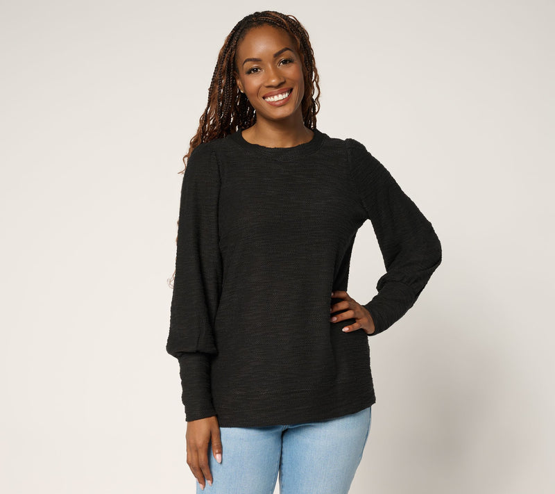 Belle by Kim Gravel Sweatshirt Slub Crewneck Bishop Slv Top — View 13