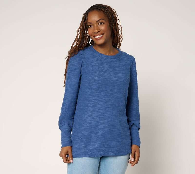 Belle by Kim Gravel Sweatshirt Slub Crewneck Bishop Slv Top — View 18