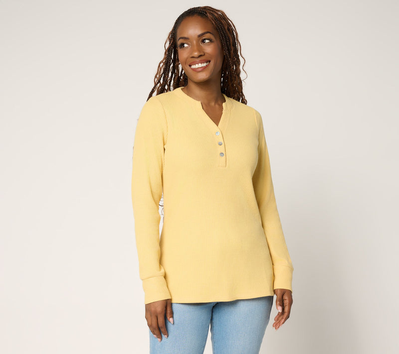 Belle by Kim Gravel Micro Waffle Layering Henley — Main view