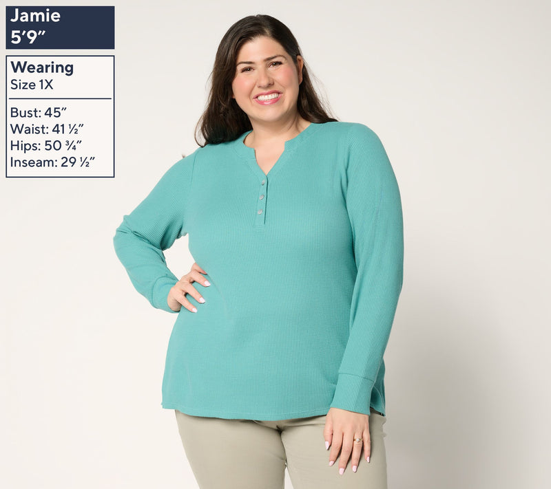 Belle by Kim Gravel Micro Waffle Layering Henley — View 2