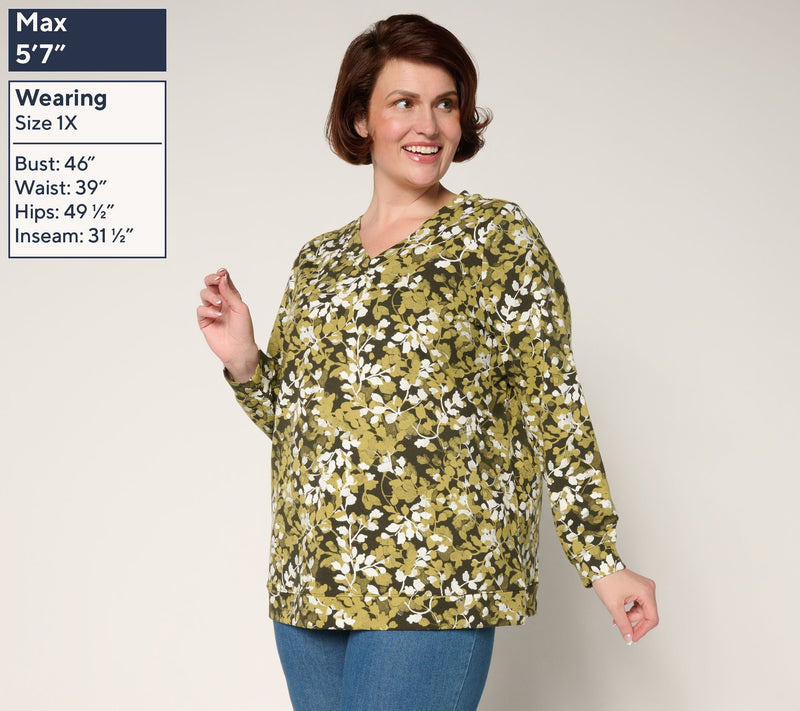 Denim & Co. Active Petite French Terry Long Sleeve Tunic — View 2