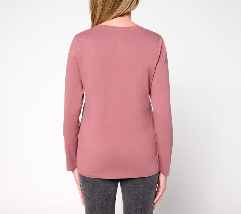 Denim & Co. Essentials Cool to the Touch Cotton Modal Long Sleeve Top — View 4