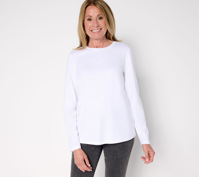 Denim & Co. Essentials Cool to the Touch Cotton Modal Long Sleeve Top — View 14