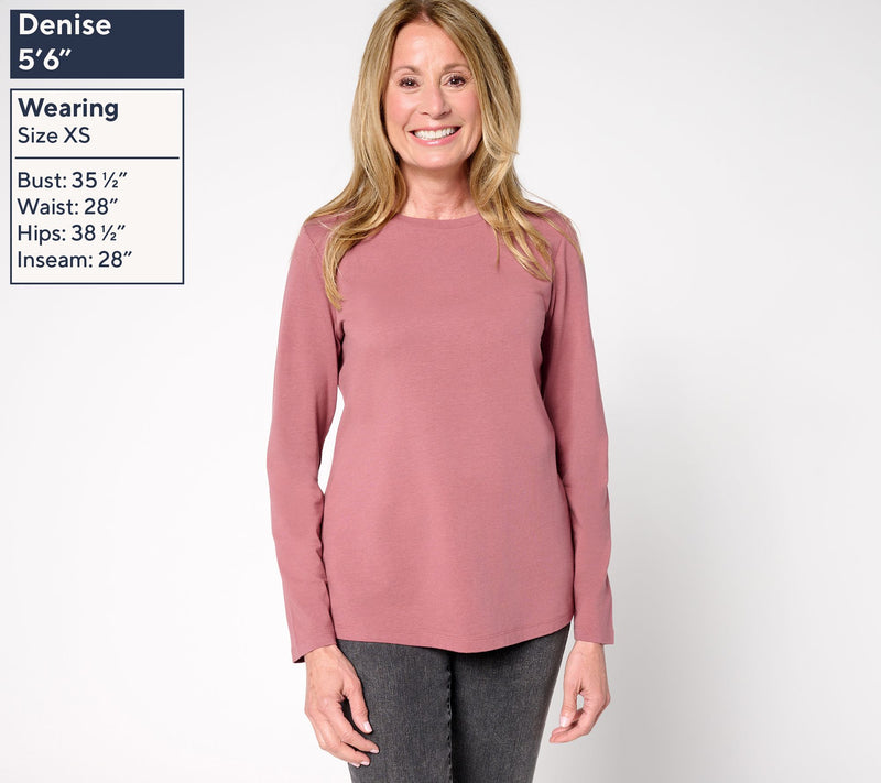 Denim & Co. Essentials Cool to the Touch Cotton Modal Long Sleeve Top — View 3