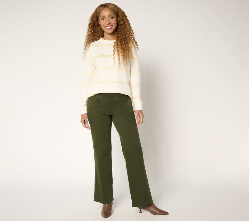 Belle by Kim Gravel Regular Primabelle Twill Studded Wide Leg Jean — View 10