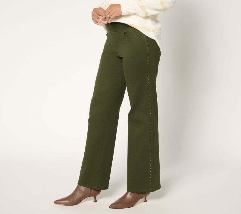 Belle by Kim Gravel Regular Primabelle Twill Studded Wide Leg Jean — View 3