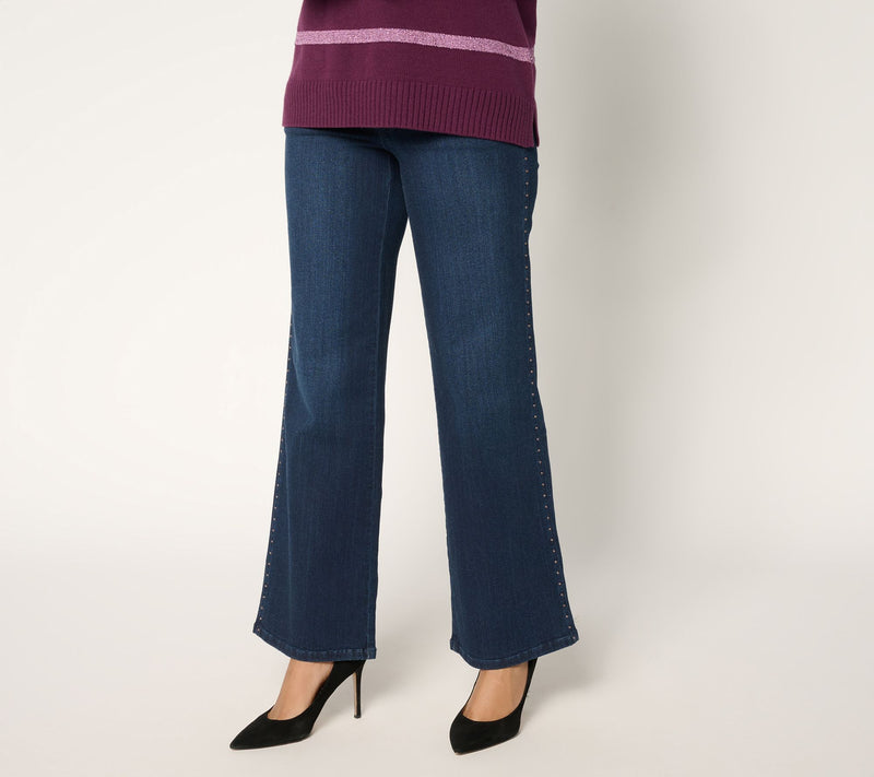 Belle by Kim Gravel Tall Primabelle Denim Studded Wide Leg Jean — Main view