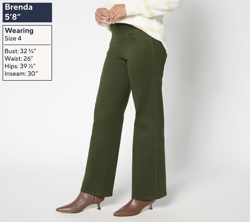 Belle by Kim Gravel Tall Primabelle Twill Studded Wide Leg Jean — View 8