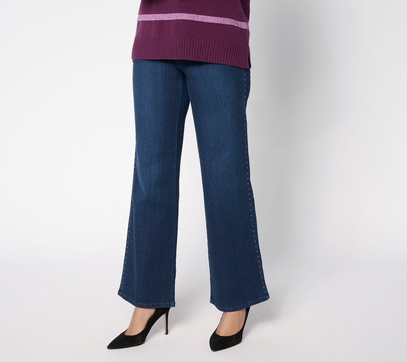 Belle by Kim Gravel Tall Primabelle Twill Studded Wide Leg Jean — View 14