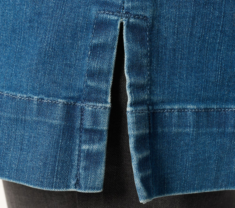 Belle Boho by Kim Gravel Petite  Stretch Denim Long Ranch Jacket — View 6