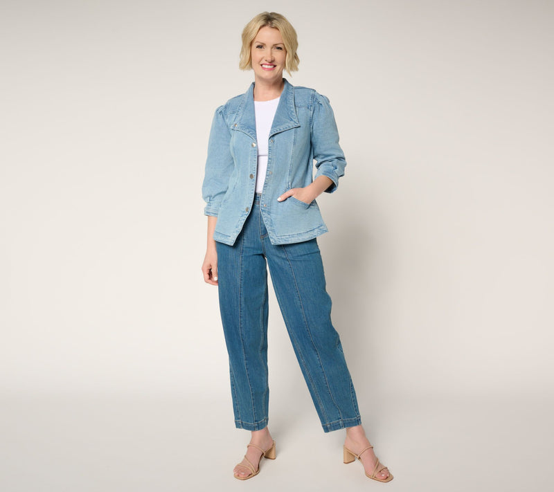 LOGO by Lori Goldstein Denim Jacket with 3/4 Sleeves — View 9