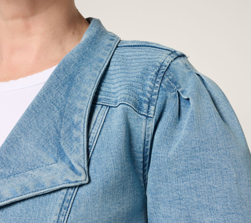 LOGO by Lori Goldstein Denim Jacket with 3/4 Sleeves — View 10