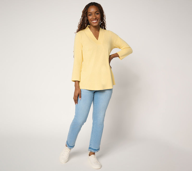 Belle Boho by Kim Gravel Slub Knit Western Chic Seamed Top — View 5