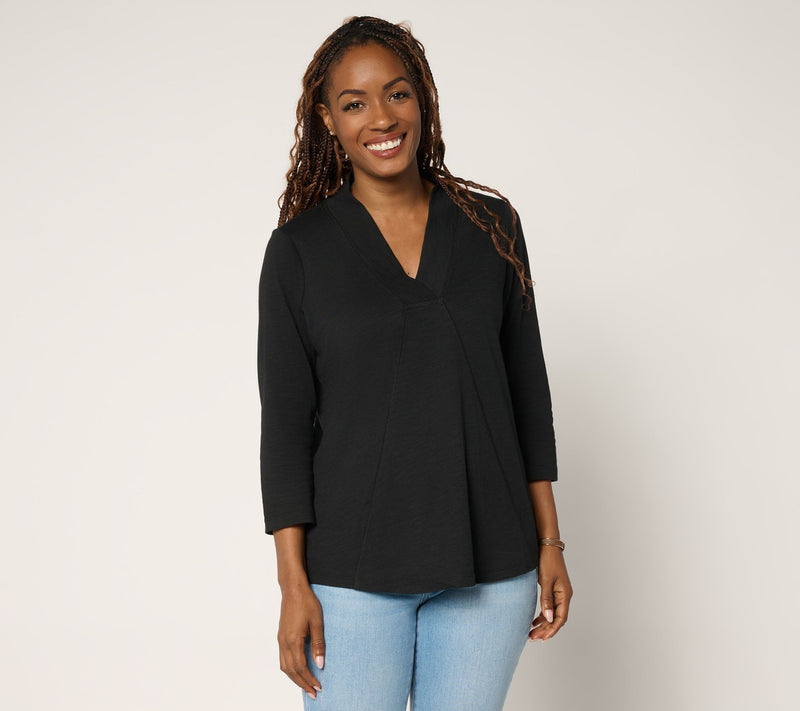 Belle Boho by Kim Gravel Slub Knit Western Chic Seamed Top — View 15