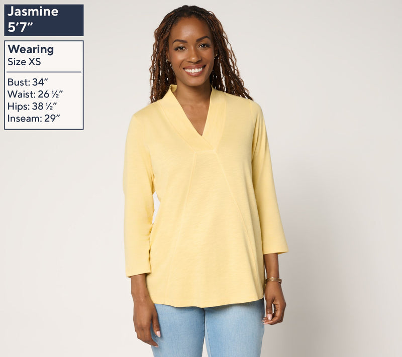 Belle Boho by Kim Gravel Slub Knit Western Chic Seamed Top — View 3