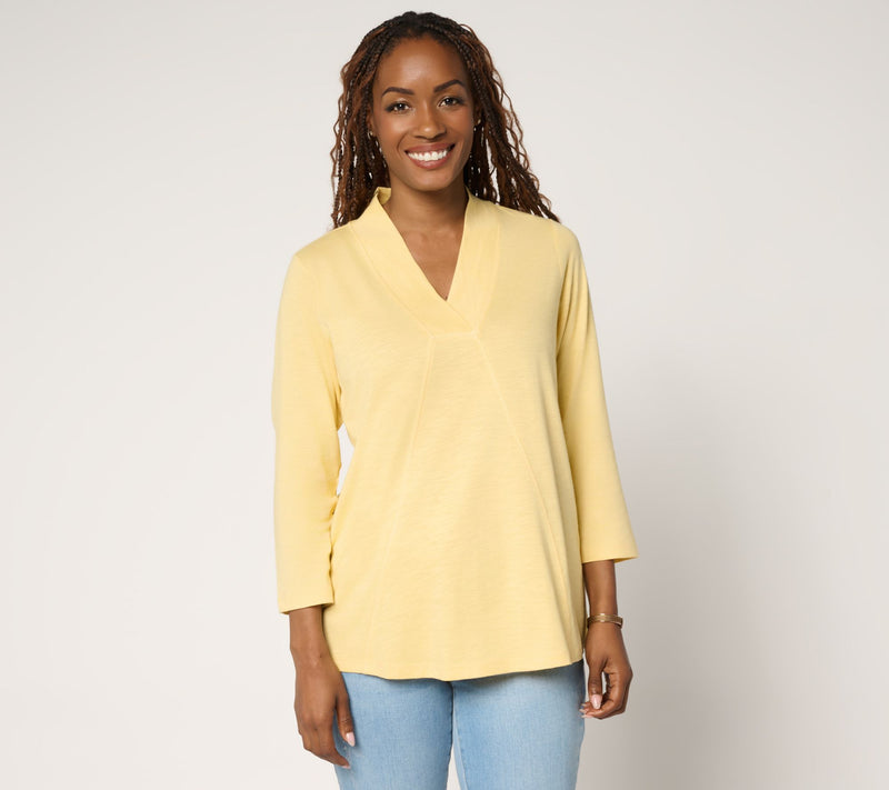 Belle Boho by Kim Gravel Slub Knit Western Chic Seamed Top — Main view