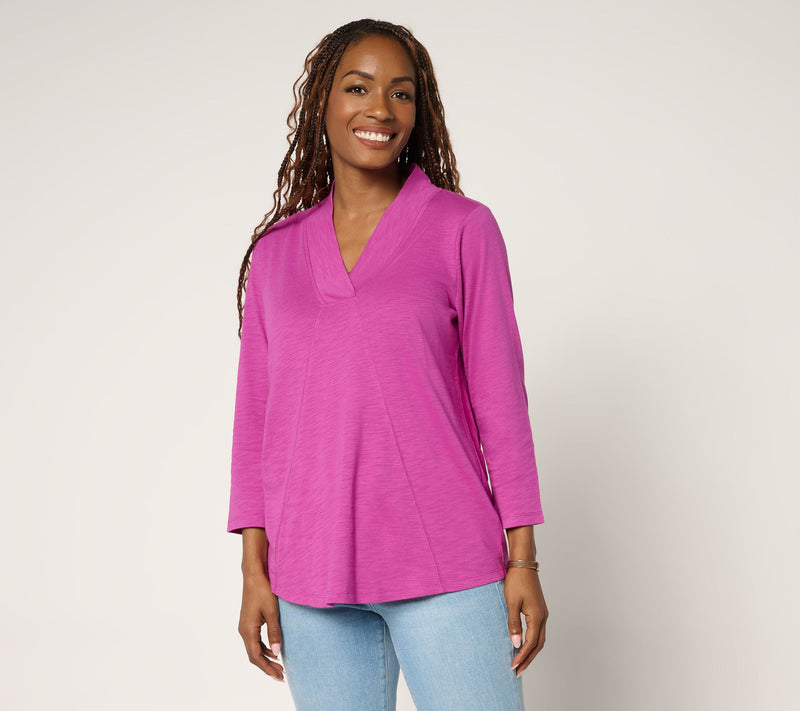 Belle Boho by Kim Gravel Slub Knit Western Chic Seamed Top — View 16