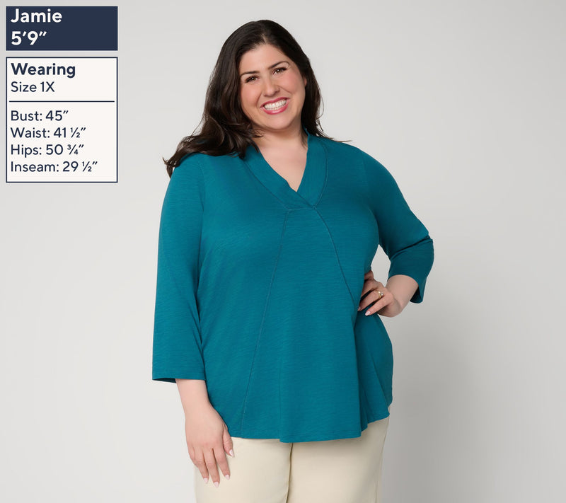 Belle Boho by Kim Gravel Slub Knit Western Chic Seamed Top — View 2