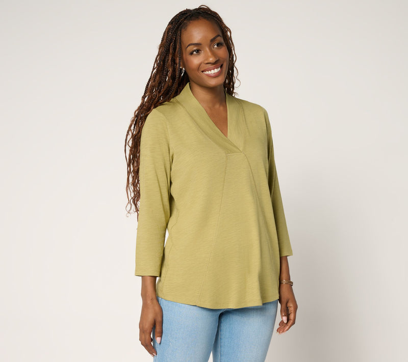Belle Boho by Kim Gravel Slub Knit Western Chic Seamed Top — View 20