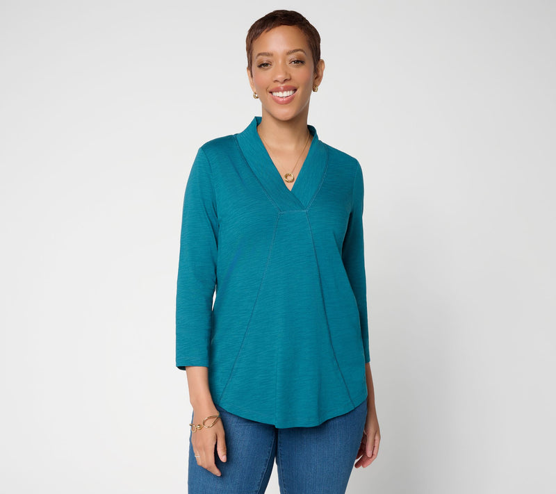 Belle Boho by Kim Gravel Slub Knit Western Chic Seamed Top — View 21
