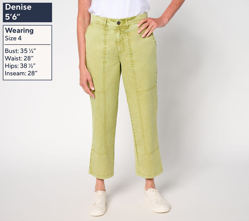 LOGO by Lori Goldstein Regular Stone Wash Cropped Pants — View 3