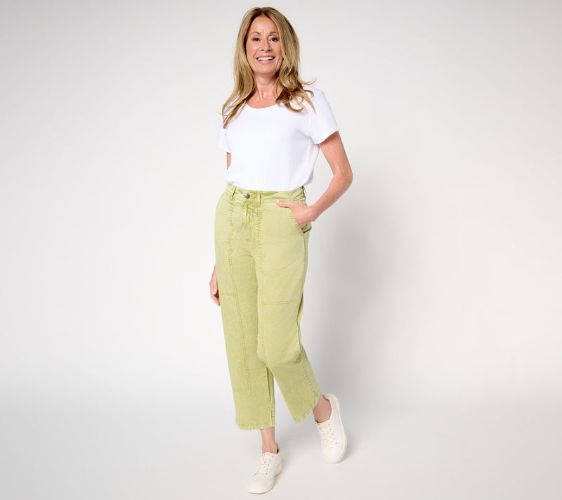 LOGO by Lori Goldstein Regular Stone Wash Cropped Pants — View 5