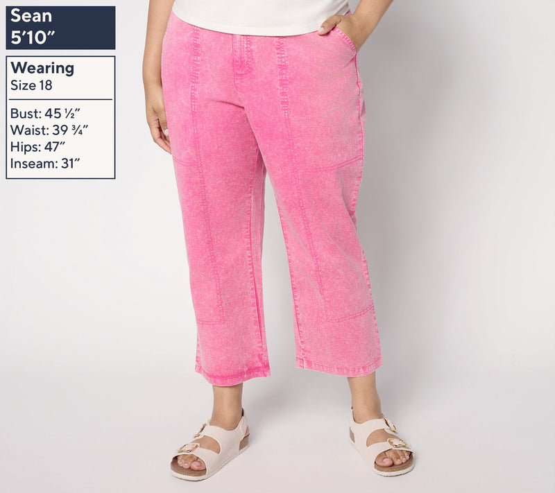 LOGO by Lori Goldstein Petite Stone Wash Cropped Pants — View 2