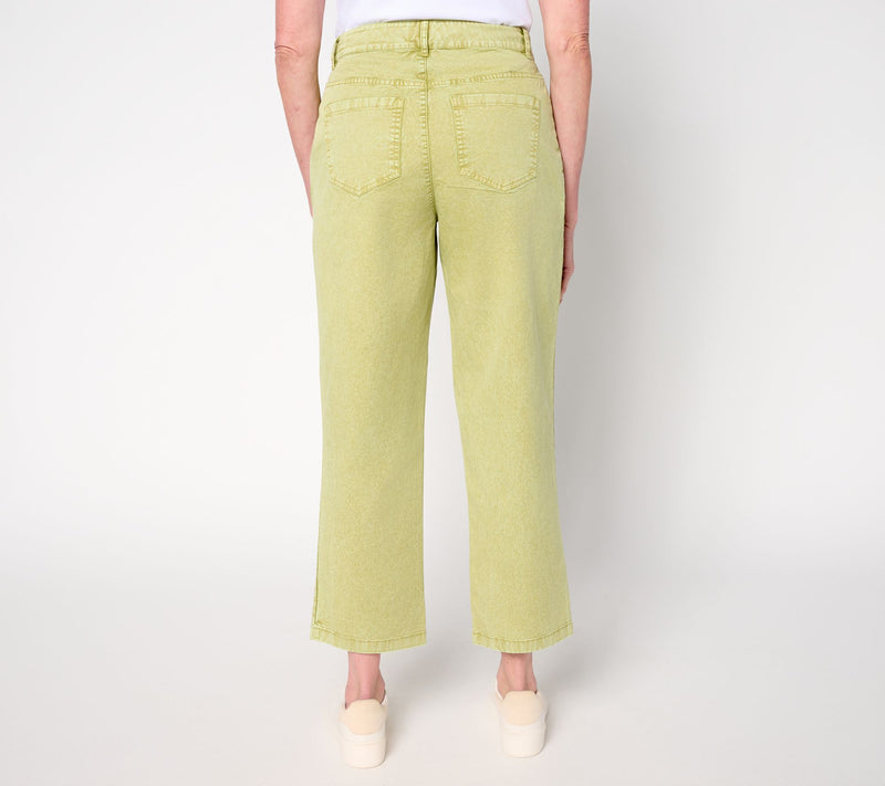LOGO by Lori Goldstein Petite Stone Wash Cropped Pants — View 4