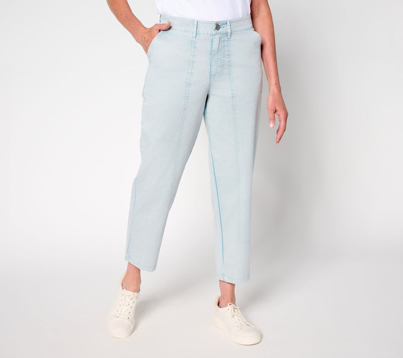 LOGO by Lori Goldstein Petite Stone Wash Cropped Pants — View 15